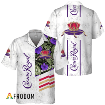 Crown Royal Hawaiian Shirt For Men - White Tropical Flower Pattern - Summer Beach Vacation Gift For Dad