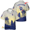 Personalized Pabst Blue Ribbon Hawaiian Shirt For Men - Palm Tree Surfboard - Casual Streetwear Golf Outfit