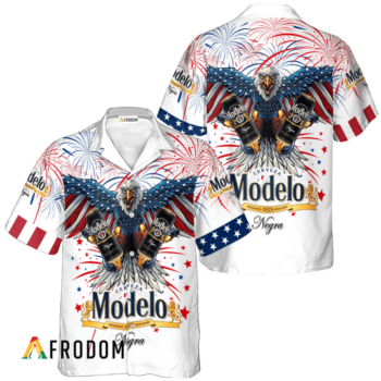 Modelo Negra Hawaiian Shirt For Men - American Eagle Fireworks - Patriotic Summer Beach Gift