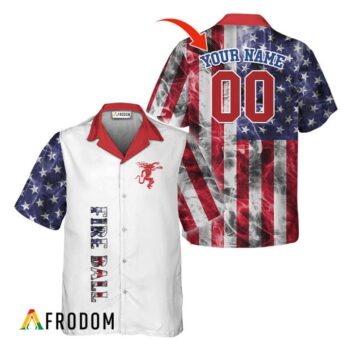 Personalized Fireball Whiskey Hawaiian Shirt For Men - Us Flag Smoke - Summer Beach Vacation Gift