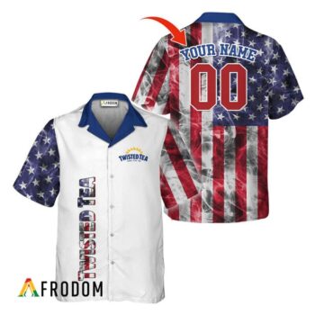 Personalized Twisted Tea Hawaiian Shirt For Men - Us Flag Smoke - Casual Streetwear Golf Outfit