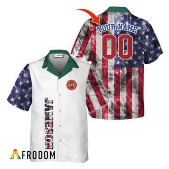 Personalized Jameson Hawaiian Shirt For Men - Us Flag Smoke - Summer Beach Vacation Gift