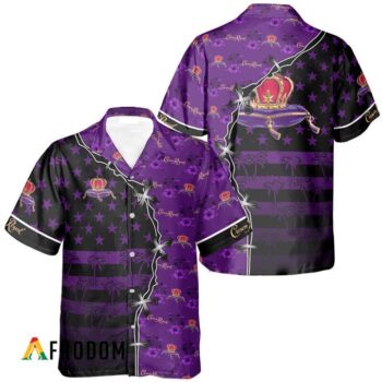 Crown Royal Hawaiian Shirt For Men - American Flag Tropical Split 3d - Patriotic Summer Beach Outfit