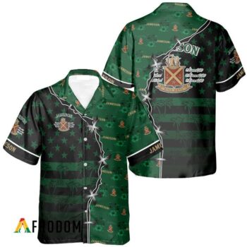 Jameson Whiskey Hawaiian Shirt For Men - American Flag Tropical Split 3d - Patriotic Summer Beach Outfit