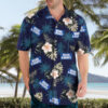 Bud Light Hawaiian Shirt For Men - Tropical Floral Navy - Casual Streetwear Golf Outfit