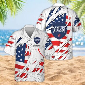 Custom Samuel Adams 3d Ripped Hawaiian Shirt For Men - American Flag - Patriotic Summer Vacation Gift