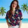 Atlanta Braves Hawaiian Shirt - Palm Tree Flower Navy - Gift For Men, Women