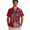 Atlanta Falcons Hawaiian Shirt � Floral Polynesian Red Casual Button Down For Men & Women