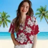 Atlanta Falcons Hawaiian Shirt � Hibiscus Blooms Red White Casual Button Down For Men & Women