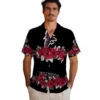 Atlanta Falcons Hawaiian Shirt � Hibiscus Stripe Red Black Casual Button Down For Men & Women