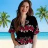 Atlanta Falcons Hawaiian Shirt � Hibiscus Stripe Red Black Casual Button Down For Men & Women