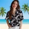 Atlanta Falcons Hawaiian Shirt � Palm Motifs Black White, Casual Button Down For Men & Women