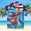 Atlanta Falcons Hawaiian Shirt � Surfing Santa Blue, Casual Button Down For Men & Women