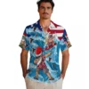Atlanta Falcons Hawaiian Shirt � Surfing Santa Blue, Casual Button Down For Men & Women
