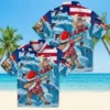 Atlanta Falcons Hawaiian Shirt � Surfing Santa Blue, Casual Button Down For Men & Women