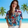 Atlanta Falcons Hawaiian Shirt � Surfing Santa Blue, Casual Button Down For Men & Women