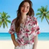 Atlanta Falcons Hawaiian Shirt � Tropical Leaves Red White, Casual Button Down For Men & Women