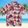 Atlanta Falcons Hawaiian Shirt � Tropical Plants Red White, Casual Button Down For Men & Women