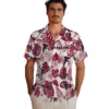 Atlanta Falcons Hawaiian Shirt � Tropical Plants Red White, Casual Button Down For Men & Women