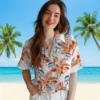 Baltimore Orioles Hawaiian Shirt - Hibiscus Palm Leaves Orange White - Gift For Men, Women