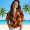 Baltimore Orioles Hawaiian Shirt - Palm Tree Flower Orange - Gift For Men, Women