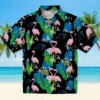 Carolina Panthers Hawaiian Shirt � Flamingo Foliage Blue Green, Casual Button Down For Men & Women