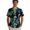 Carolina Panthers Hawaiian Shirt � Flamingo Foliage Blue Green, Casual Button Down For Men & Women