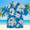 Carolina Panthers Hawaiian Shirt � Hibiscus Blooms Blue White, Casual Button Down For Men & Women