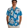 Carolina Panthers Hawaiian Shirt � Hibiscus Blooms Blue White, Casual Button Down For Men & Women