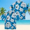 Carolina Panthers Hawaiian Shirt � Hibiscus Blooms Blue White, Casual Button Down For Men & Women