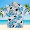 Carolina Panthers Hawaiian Shirt � Hibiscus Palm Leaves Blue White, Casual Button Down For Men & Women
