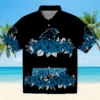 Carolina Panthers Hawaiian Shirt � Hibiscus Stripe Blue Black, Casual Button Down For Men & Women