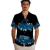 Carolina Panthers Hawaiian Shirt � Hibiscus Stripe Blue Black, Casual Button Down For Men & Women