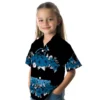 Carolina Panthers Hawaiian Shirt � Hibiscus Stripe Blue Black, Casual Button Down For Men & Women