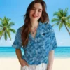 Carolina Panthers Hawaiian Shirt � Leafy Pattern Blue, Casual Button Down For Men & Women