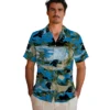 Carolina Panthers Hawaiian Shirt � Palm Horizon Blue, Casual Button Down For Men & Women