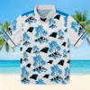 Carolina Panthers Hawaiian Shirt � Palm Island Print Blue White, Casual Button Down For Men & Women