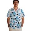Carolina Panthers Hawaiian Shirt � Palm Island Print Blue White, Casual Button Down For Men & Women