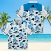 Carolina Panthers Hawaiian Shirt � Palm Island Print Blue White, Casual Button Down For Men & Women