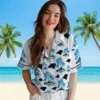 Carolina Panthers Hawaiian Shirt � Palm Island Print Blue White, Casual Button Down For Men & Women