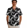 Carolina Panthers Hawaiian Shirt � Palm Motifs Black White, Casual Button Down For Men & Women