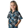 Carolina Panthers Hawaiian Shirt � Palm Pattern Blue Black, Casual Button Down For Men & Women