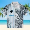 Carolina Panthers Hawaiian Shirt � Palm Stripes Blue Black White, Casual Button Down For Men & Women