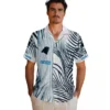 Carolina Panthers Hawaiian Shirt � Palm Stripes Blue Black White, Casual Button Down For Men & Women
