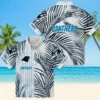 Carolina Panthers Hawaiian Shirt � Palm Stripes Blue Black White, Casual Button Down For Men & Women
