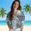 Carolina Panthers Hawaiian Shirt � Palm Stripes Blue Black White, Casual Button Down For Men & Women