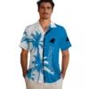 Carolina Panthers Hawaiian Shirt � Palm Trees Blue White, Casual Button Down For Men & Women