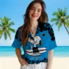Carolina Panthers Hawaiian Shirt � Snoopy Surf Blue White, Casual Button Down For Men & Women
