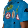 Carolina Panthers Hawaiian Shirt � Surfboard Palm Blue, Casual Button Down For Men & Women