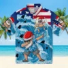 Carolina Panthers Hawaiian Shirt � Surfing Santa Blue, Casual Button Down For Men & Women